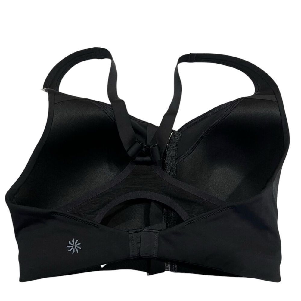 ATHLETA black Advance Zip Front Bra B-DD Size wirefree 32DD sports bra NWOT - Picture 3 of 6